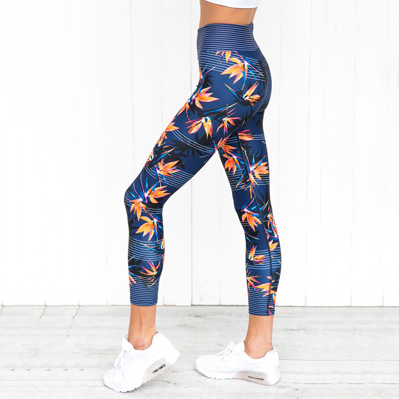 Blue Floral Leggings - NeamFit