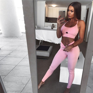 Pink Gym Bra & Leggings Set